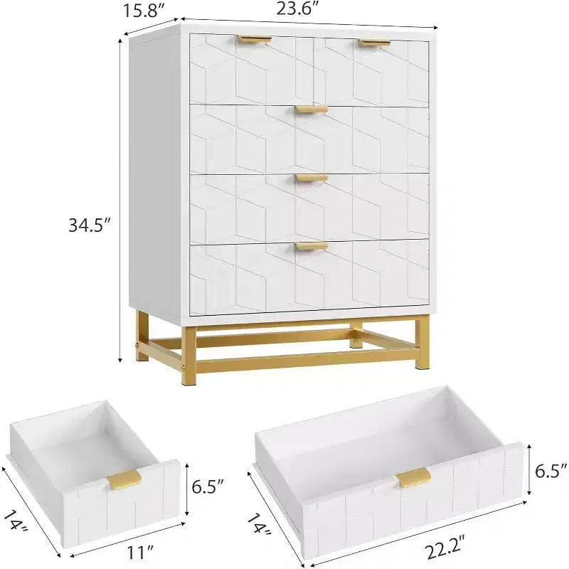 Commode 2/3/4/5/6/7 Tiroirs avec Pieds en Métal, Organiseur de Commode en Bois avec Rangement Large, Commode Moderne pour Chambre, Salon, Couloir
