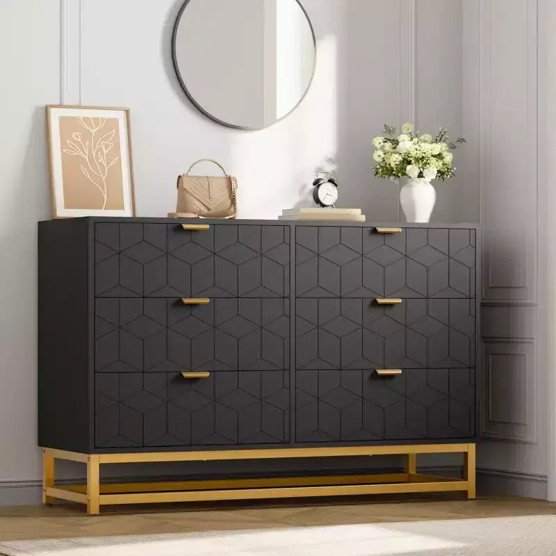 Commode 2/3/4/5/6/7 Tiroirs avec Pieds en Métal, Organiseur de Commode en Bois avec Rangement Large, Commode Moderne pour Chambre, Salon, Couloir