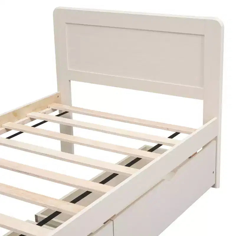 Cadre de lit plateforme moderne jumeau avec 2 tiroirs de rangement Lit plateforme robuste en bois Silencieux Aucun sommier tapissier requis Facile à assembler