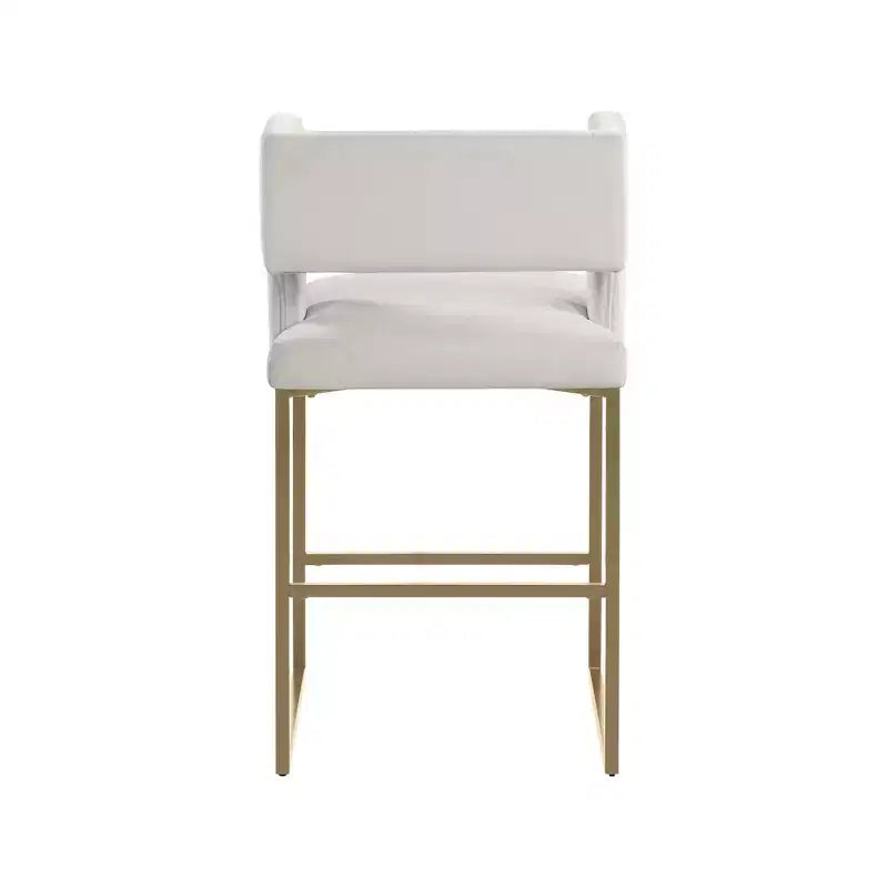 Tabouret de comptoir Caleb en velours crème, lot de 2