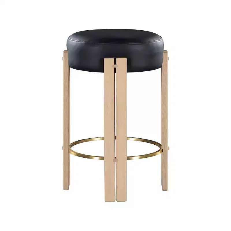 Tabouret de comptoir Harrison en similicuir végan noir