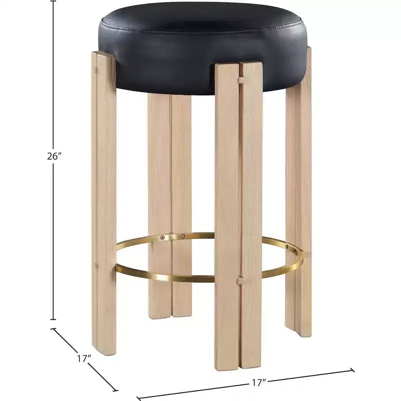 Tabouret de comptoir Harrison en similicuir végan noir