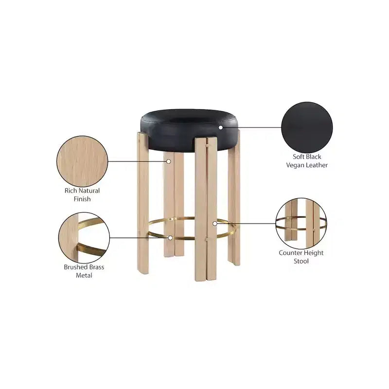 Tabouret de comptoir Harrison en similicuir végan noir