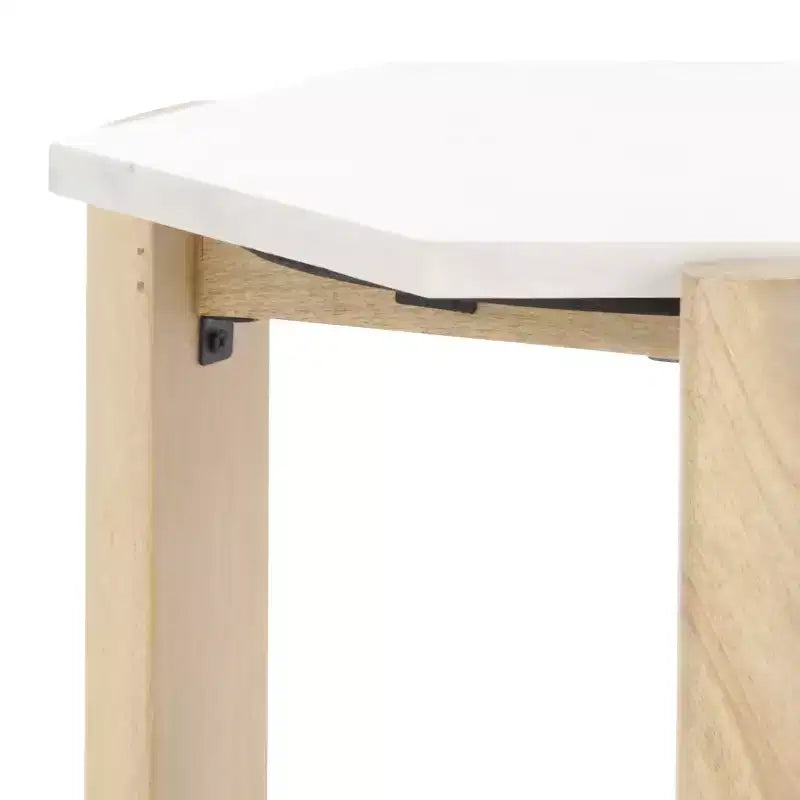 Table d'appoint en marbre Pisa - ACC3733A - Blanc/Naturel - Safavieh