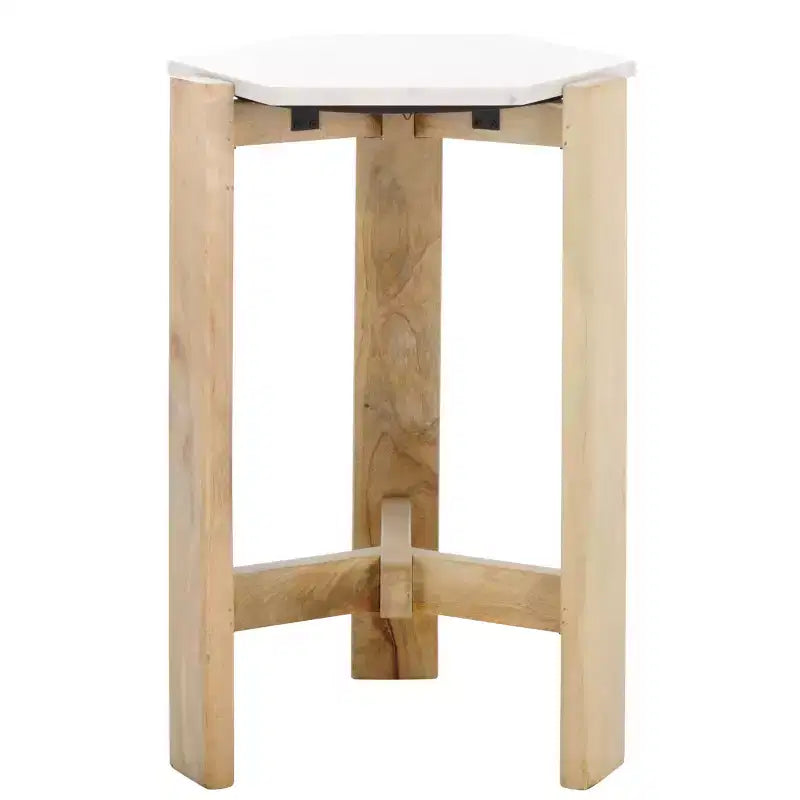 Table d'appoint en marbre Pisa - ACC3733A - Blanc/Naturel - Safavieh