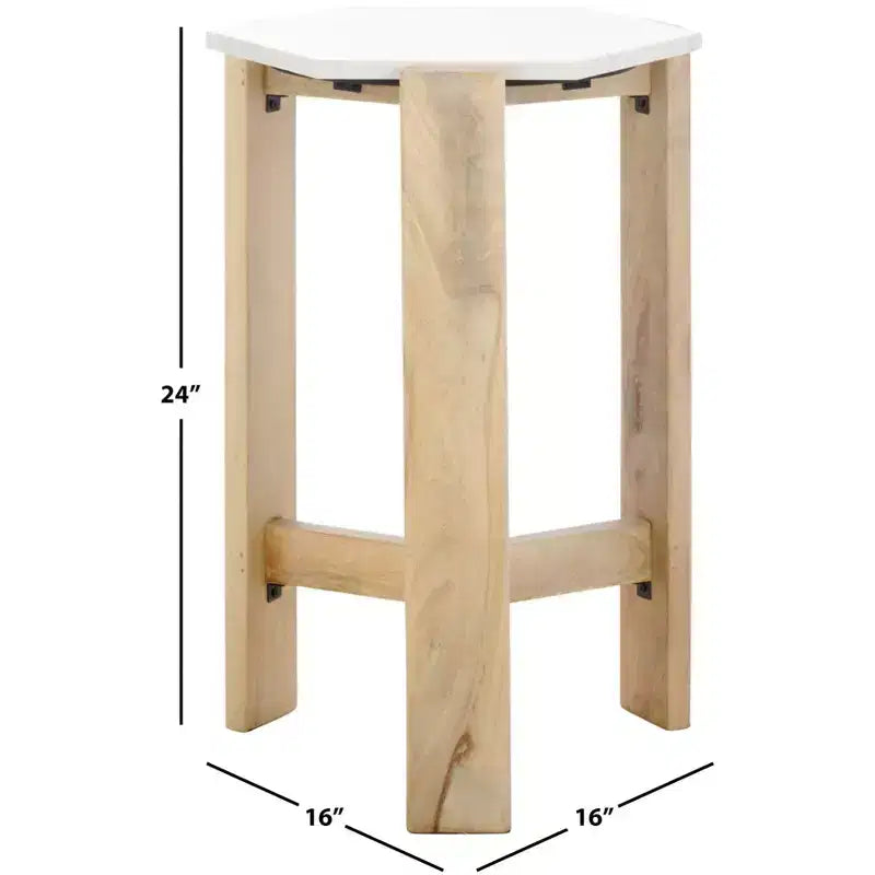 Table d'appoint en marbre Pisa - ACC3733A - Blanc/Naturel - Safavieh