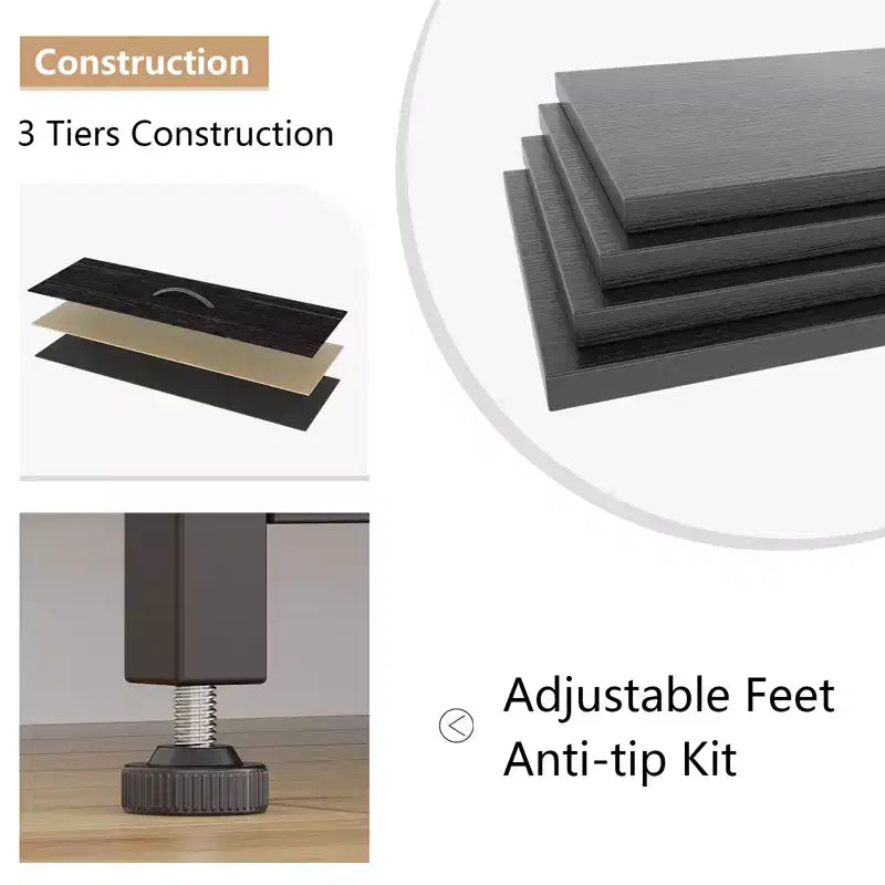 Commode avec 10 tiroirs en tissu, meuble TV pour téléviseur de 50 pouces, meuble console multimédia avec rangement, mobilier de salon