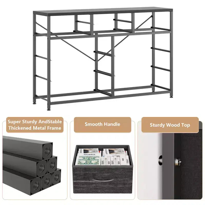 Commode avec 10 tiroirs en tissu, meuble TV pour téléviseur de 50 pouces, meuble console multimédia avec rangement, mobilier de salon