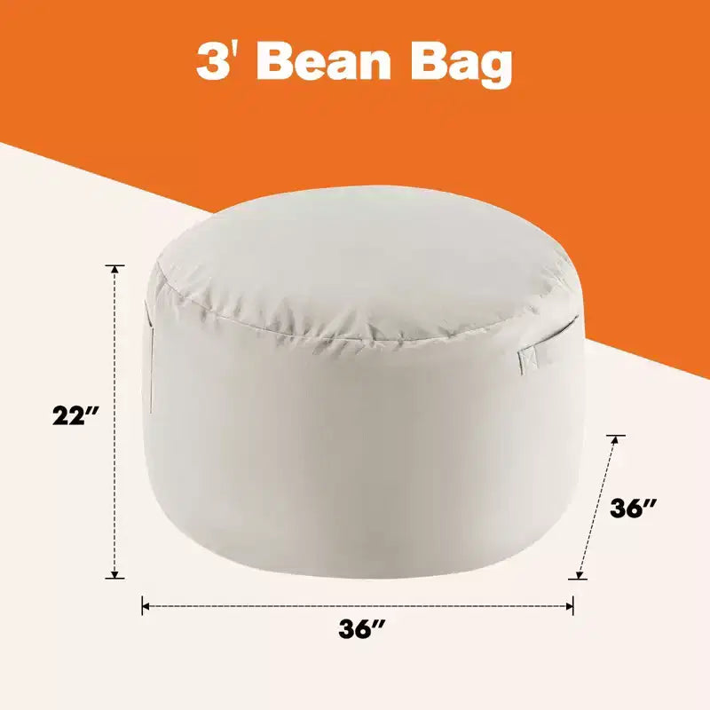 Pouf Géant 4ft avec Rembourrage en Mousse Housse Douce Amovible Confortable pour Adultes Enfants Salon Chambre Dortoir