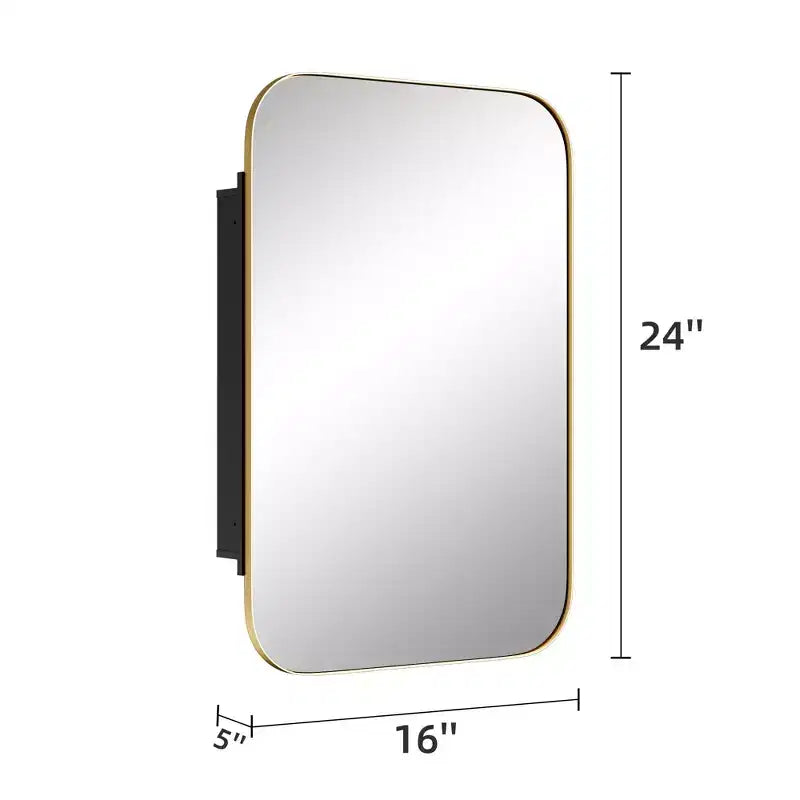 Armoire à pharmacie rectangulaire dorée de 24 * 16 pouces avec miroir pour salle de bain