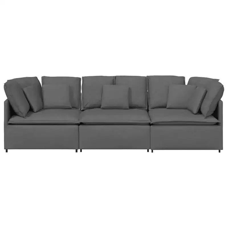 Canapé modulable en tissu gris foncé - Cadre métallique durable avec sections personnalisables pour salon/mobilier de salon