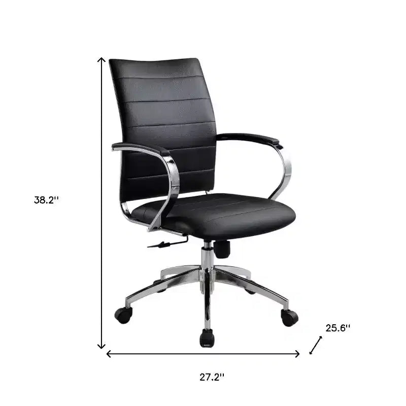 Fauteuil de bureau pivotant à roulettes réglable en hauteur, noir et argent