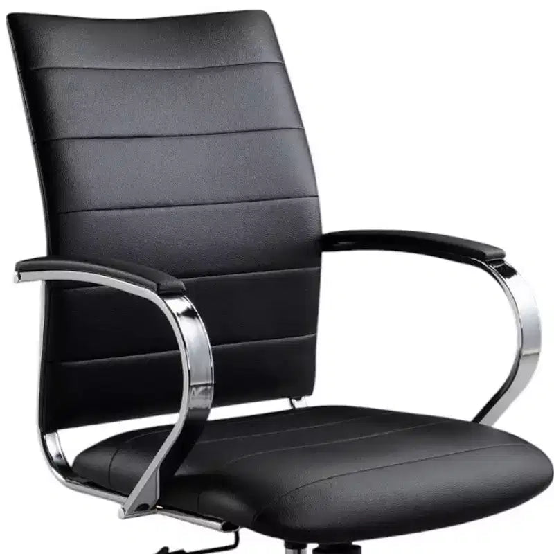 Fauteuil de bureau pivotant à roulettes réglable en hauteur, noir et argent