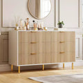 Modern 6-Drawer Dresser - Gold Handles & Large Storage for Bedroom & Living Room
