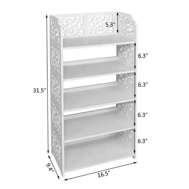 Étagère à chaussures autoportante 5 niveaux en PVC blanc (polychlorure de vinyle) 42,01 cm l.