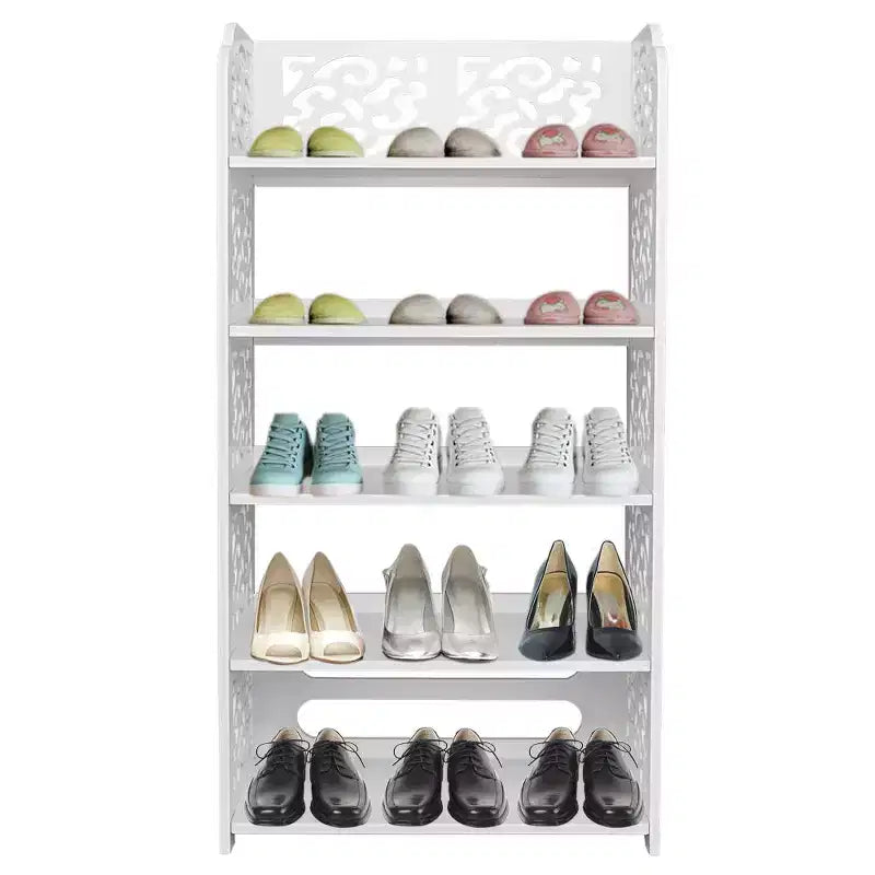 Étagère à chaussures autoportante 5 niveaux en PVC blanc (polychlorure de vinyle) 42,01 cm l.