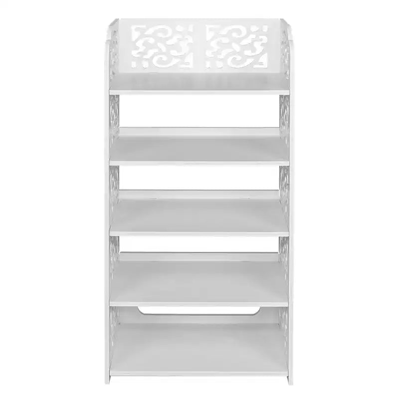 Étagère à chaussures autoportante 5 niveaux en PVC blanc (polychlorure de vinyle) 42,01 cm l.