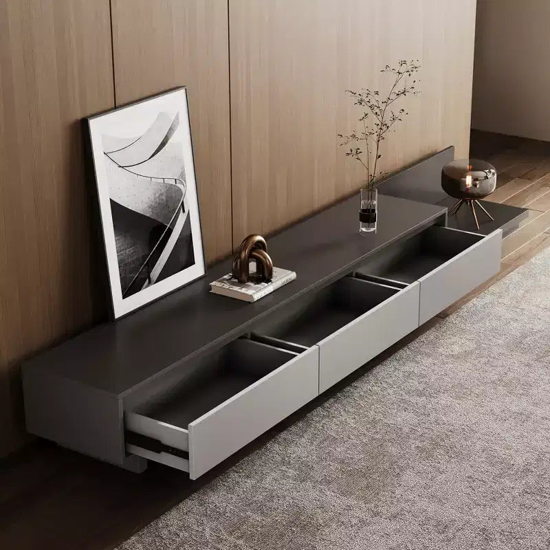 Meuble TV extensible Mid-Century Modern78.7, Largeur maximale de 141.7, Avec 3 tiroirs de rangement