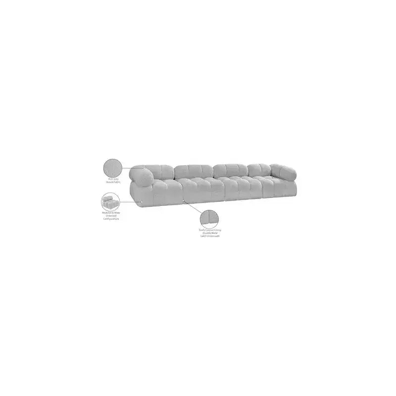 Canapé modulable Ames Grey en tissu bouclé