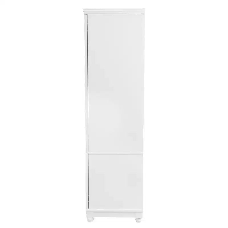 Armoire en bois blanc de 156 cm avec 2 tiroirs, tringle et étagères