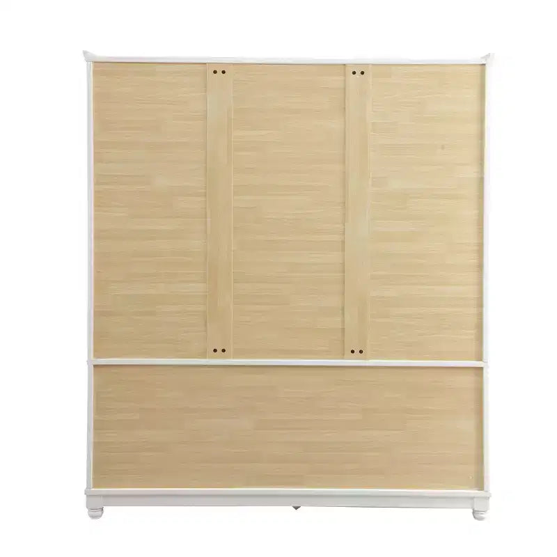 Armoire en bois blanc de 156 cm avec 2 tiroirs, tringle et étagères