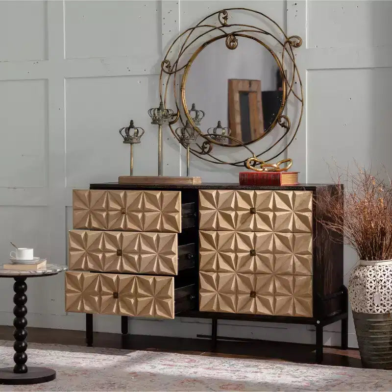 Brynn Armoire de rangement à motif géométrique, style moderne Mid-Century