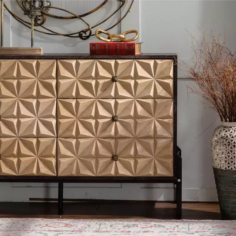 Brynn Armoire de rangement à motif géométrique, style moderne Mid-Century