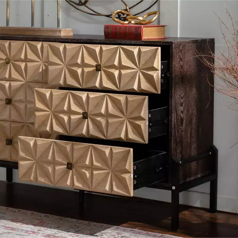 Brynn Armoire de rangement à motif géométrique, style moderne Mid-Century