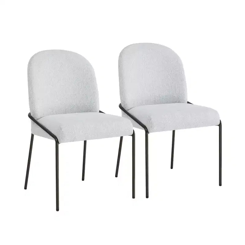 Chaise de salle à manger Aiken moderne en polyester avec cadre en fer (lot de 2)