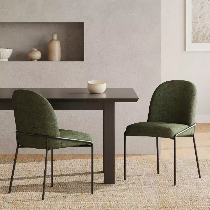 Chaise de salle à manger Aiken moderne en polyester avec cadre en fer (lot de 2)