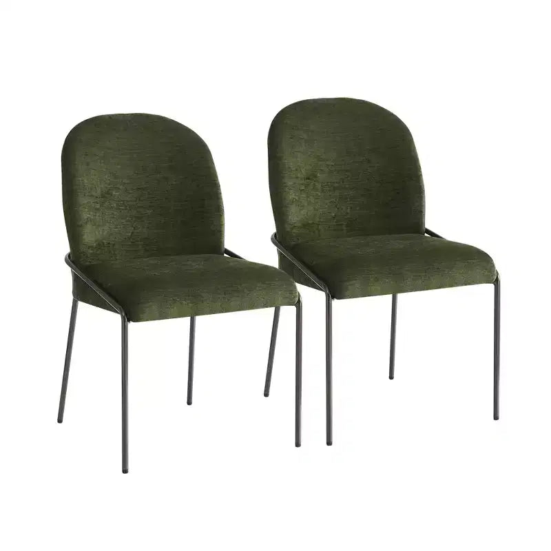 Chaise de salle à manger Aiken moderne en polyester avec cadre en fer (lot de 2)