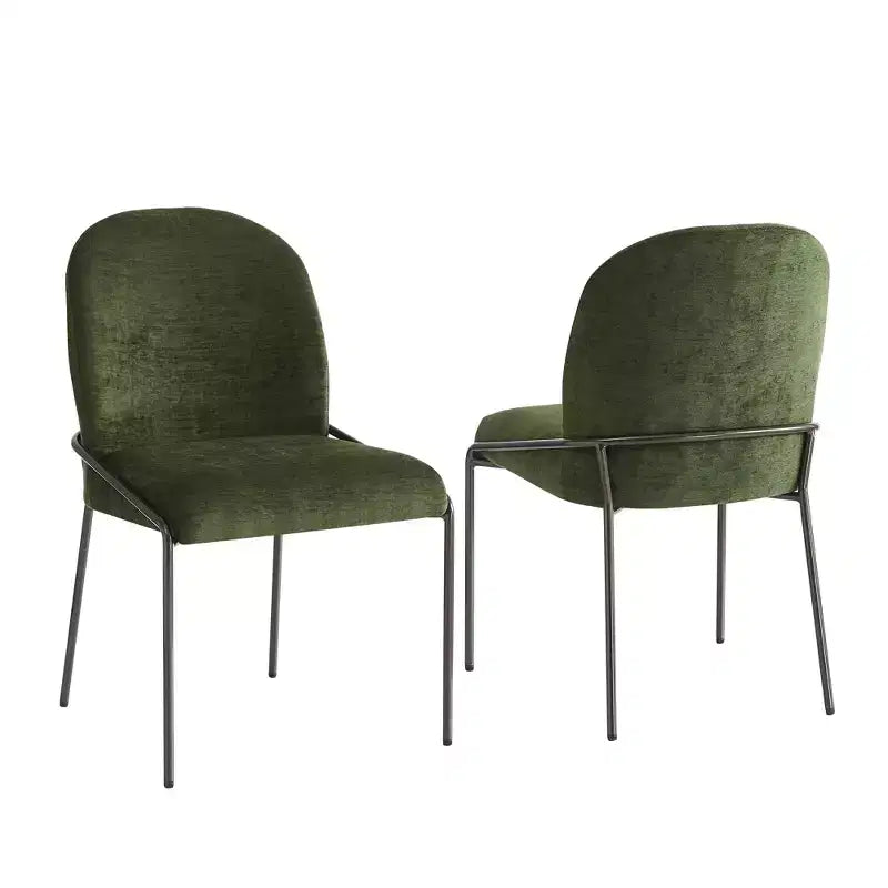 Chaise de salle à manger Aiken moderne en polyester avec cadre en fer (lot de 2)