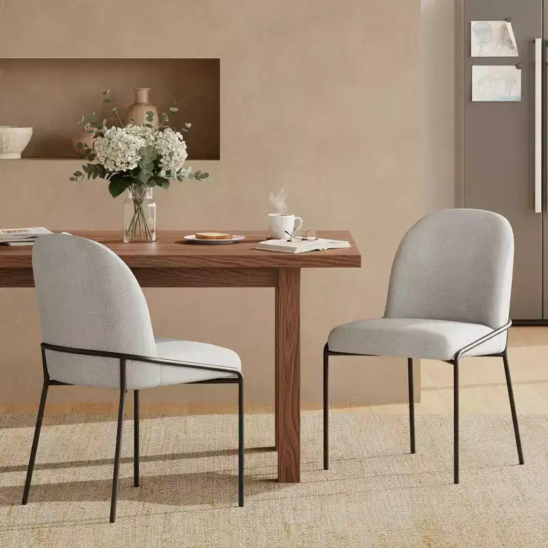 Chaise de salle à manger Aiken moderne en polyester avec cadre en fer (lot de 2)