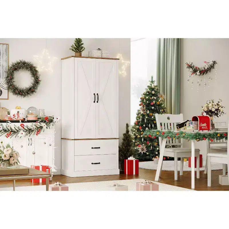 Armoire de rangement autoportante haute pour cuisine et salle à manger avec portes coulissantes, tiroir et 2 étagères réglables