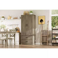 Barn Doors, Drawer, and 2 Adjustable Shelves, Kitchen Pantry Storage Cabinet Freestanding Tall Hutch for Kitchen, Dining Room