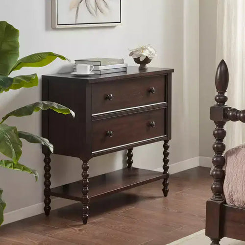 Commode d'appoint 2 tiroirs marron Maroc