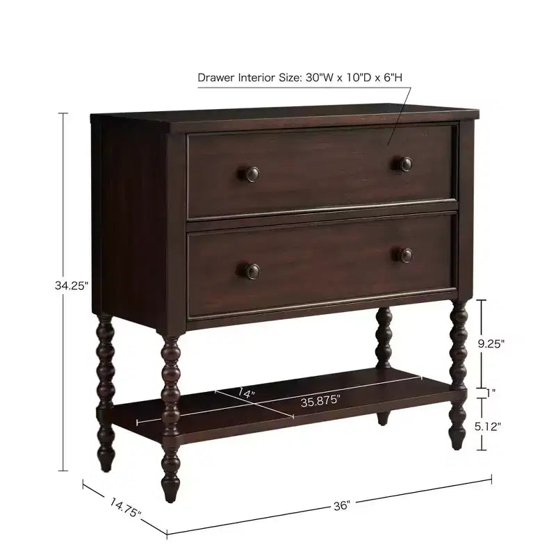Commode d'appoint 2 tiroirs marron Maroc