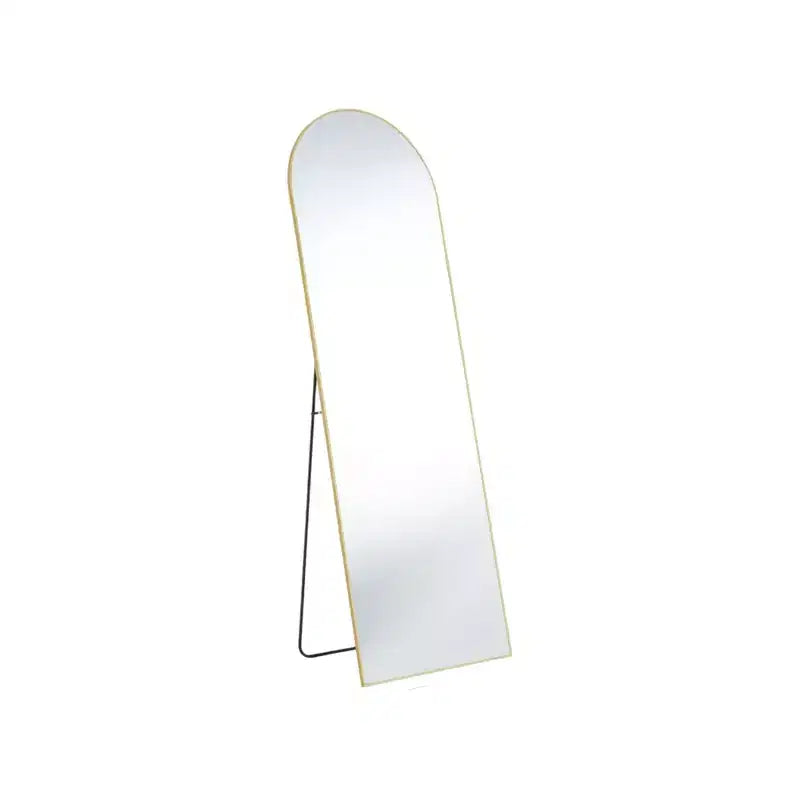 HomeRoots 63 Gold Metal Arch Freestanding and Wall Mount Framed Full Length Mirror