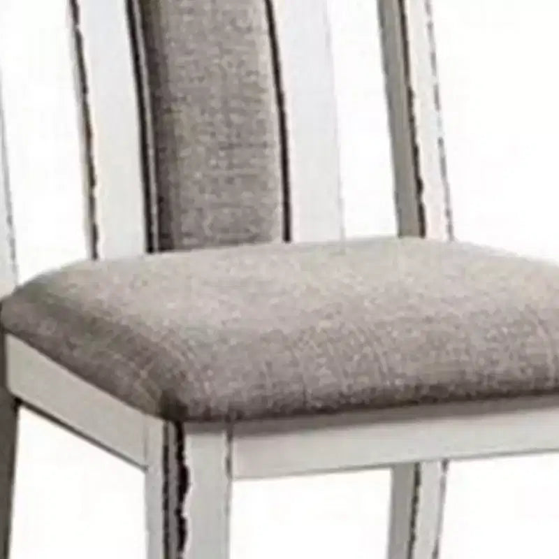 Ensemble de 2 chaises de salle à manger de 24 pouces, bois blanc rustique, assise en tissu gris