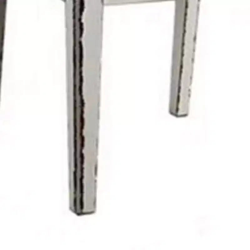 Ensemble de 2 chaises de salle à manger de 24 pouces, bois blanc rustique, assise en tissu gris