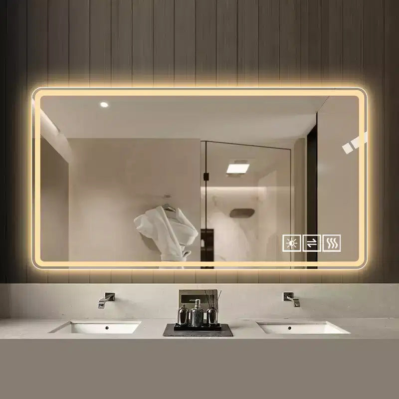 GDFStudio Brin Modern 48'' Anti-Fog Lighted Bathroom Mirrors with 3 Colors and 5 Level Dimmable