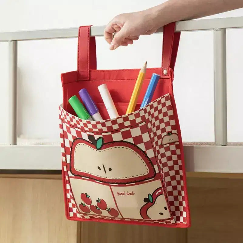 Sac de rangement suspendu à imprimé maison ludique avec sangles à bouton-pression 39,3x30,4cm
