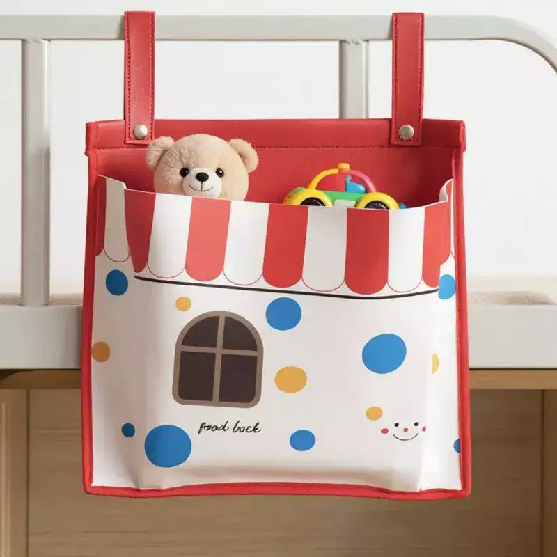 Sac de rangement suspendu à imprimé maison ludique avec sangles à bouton-pression 39,3x30,4cm
