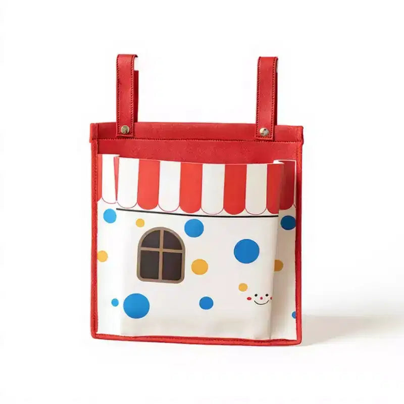 Sac de rangement suspendu à imprimé maison ludique avec sangles à bouton-pression 39,3x30,4cm