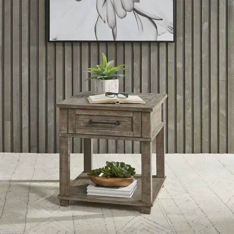 Liberty Furniture, Table d'appoint rectangulaire Parkland Falls taupe vieilli