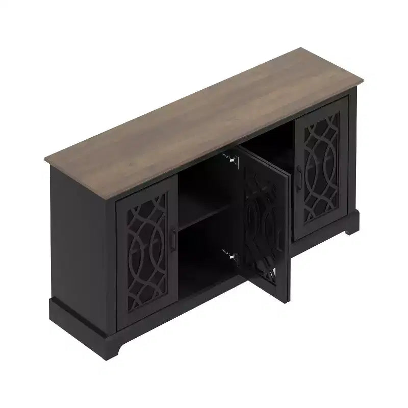 Meuble TV avec rangement et motif découpé décoratif 59,6 L 15,7 P 29,3 H