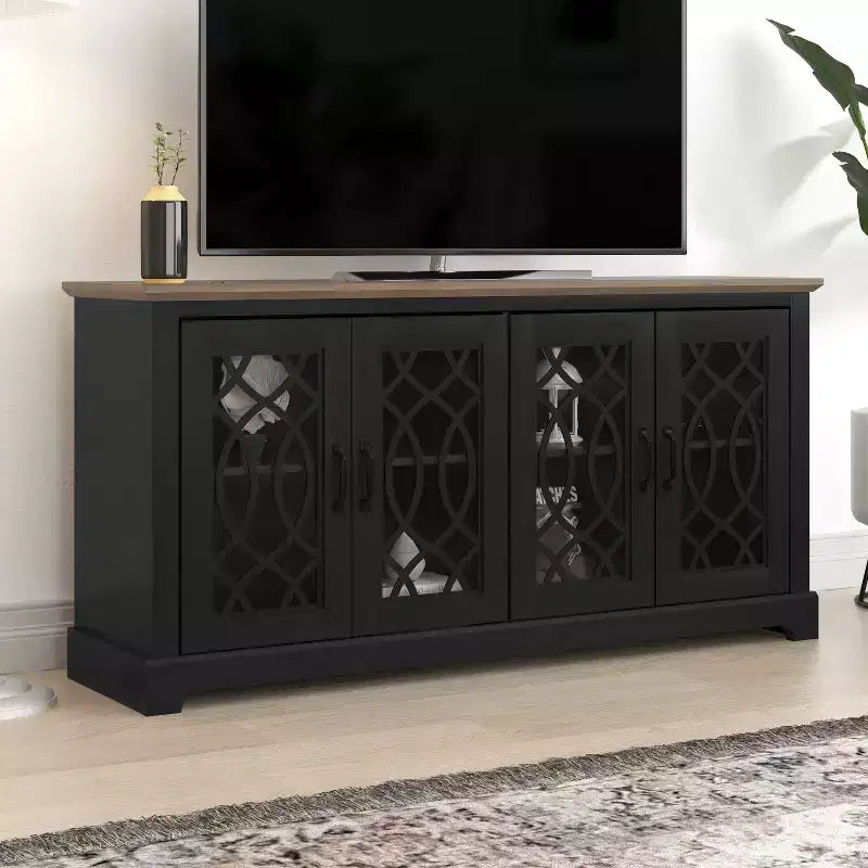 Meuble TV avec rangement et motif découpé décoratif 59,6 L 15,7 P 29,3 H