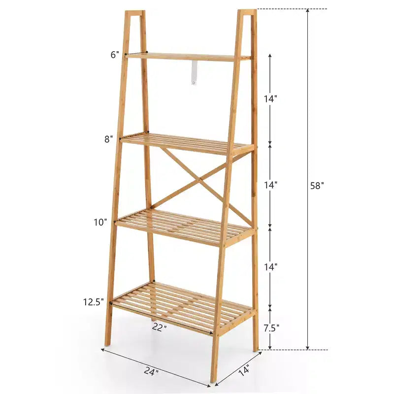 Étagère à livres en bambou à 4 niveaux, lot de 2, support de rangement et présentoir pour plantes de 147 cm
