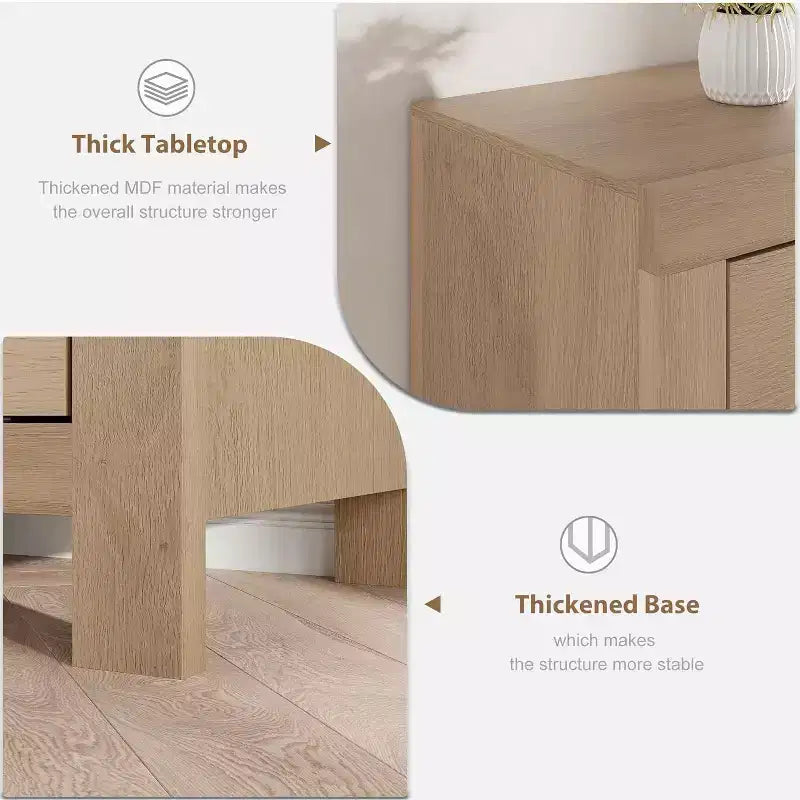 Meuble TV pour téléviseurs de 80 pouces, long meuble de rangement avec 6 tiroirs et étagère pour barre de son, meubles console marron pour salon et chambre
