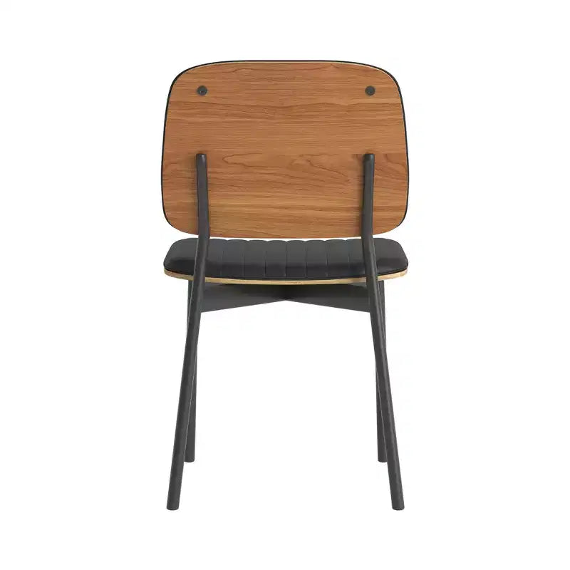 Chaise de salle à manger de ferme, assise et dossier en cuir rembourrés, chaise d'appoint élégante pour cuisine, salle à manger, salon, noir